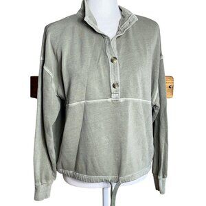 Old Navy Pullover Henley Mock Neck Green Casual Top Lounge Womens M